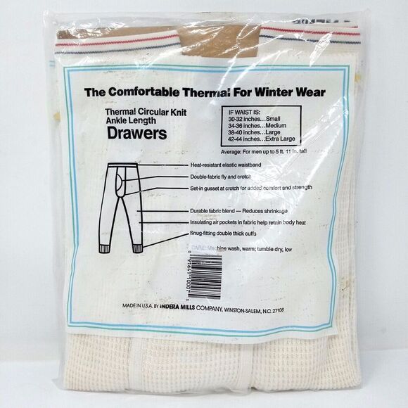 Vintage Coldmaster Made in USA Thermal Waffle Bottoms Underwear Pants - Men's XL - Picture 5 of 6